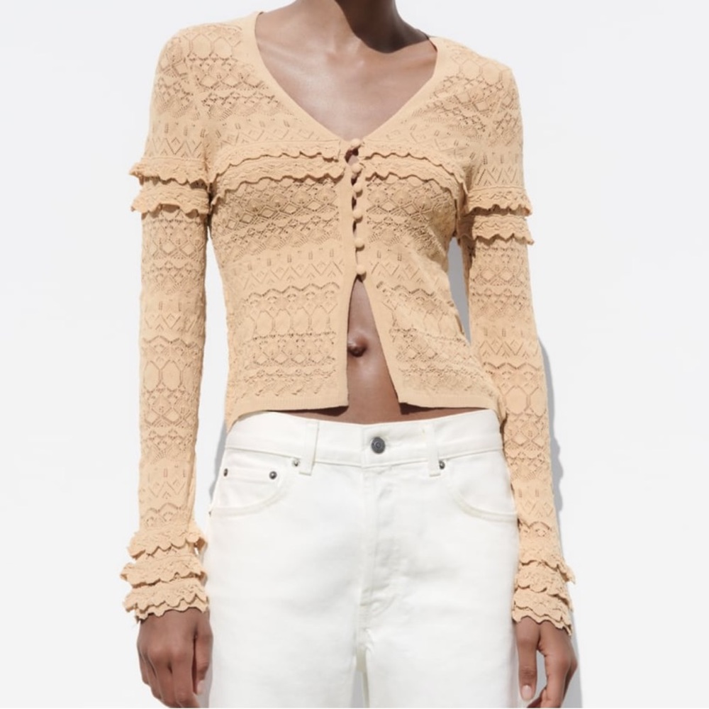 NWT Zara Pointelle Knit Top